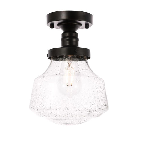 Elegant Lighting Lyle 1 light Black and Clear seeded glass Flush mount