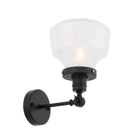 Elegant Lighting Lyle 1 light Black and Clear seeded glass wall sconce