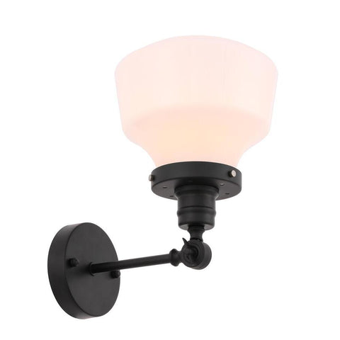 Elegant Lighting Lyle 1 light Black and frosted white glass wall sconce