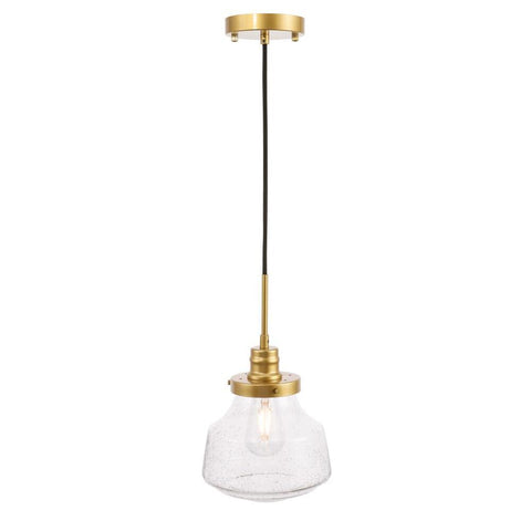 Elegant Lighting Lyle 1 light Brass and Clear seeded glass pendant