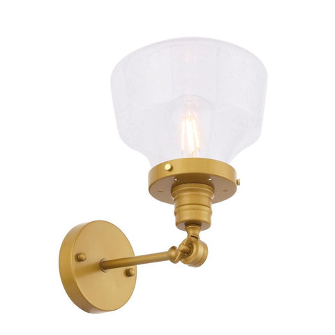 Elegant Lighting Lyle 1 light Brass and Clear seeded glass wall sconce