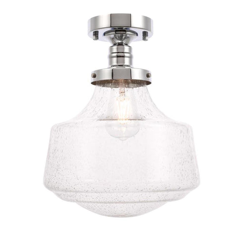 Elegant Lighting Lyle 1 light Chrome and Clear seeded glass Flush mount