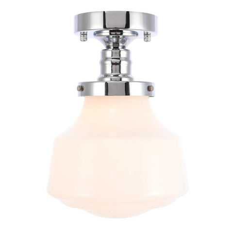 Elegant Lighting Lyle 1 light Chrome and frosted white glass Flush mount