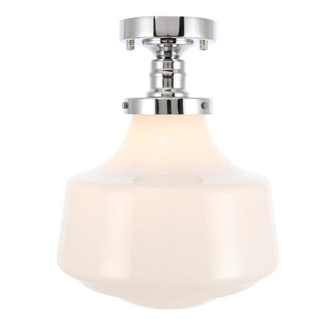 Elegant Lighting Lyle 1 light Chrome and frosted white glass Flush mount