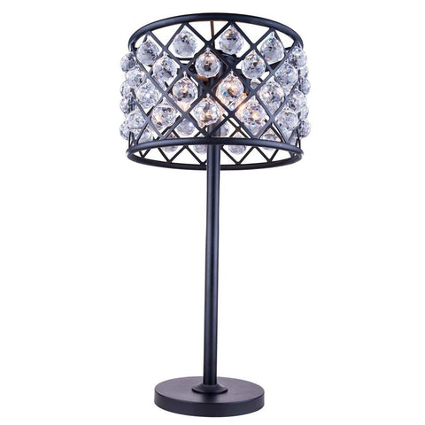 Elegant Lighting Madison 3 light Matte Black Table Lamp Clear Royal Cut Crystal