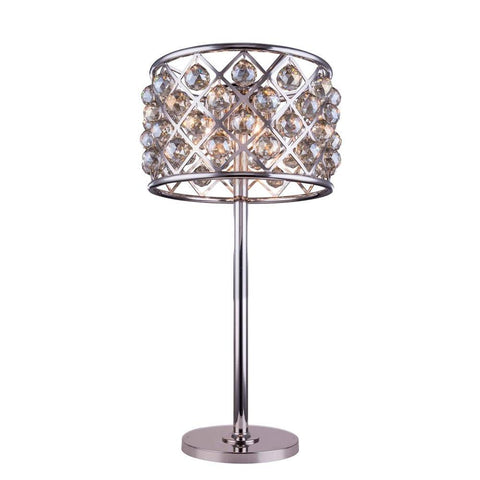 Elegant Lighting Madison 3 light Polished nickel Table Lamp Clear Royal Cut Crystal