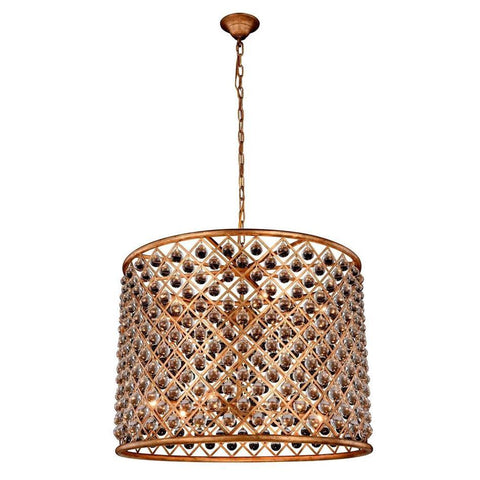 Elegant Lighting Madison Pendant Lamp D:35.5" H:28" Lt:12 Golden Iron Finish Royal Cut Crystal (Clear)