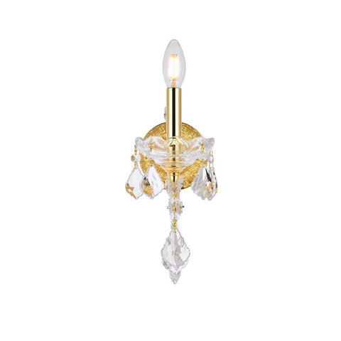 Elegant Lighting Maria Theresa 1 light Gold Wall Sconce Clear Elegant Cut Crystal