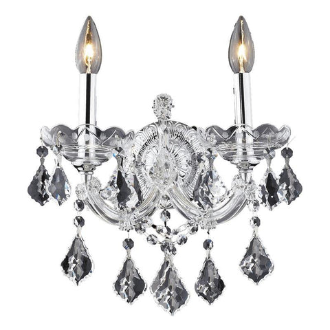 Elegant Lighting Maria Theresa 2 light Chrome Wall Sconce Clear Elegant Cut Crystal