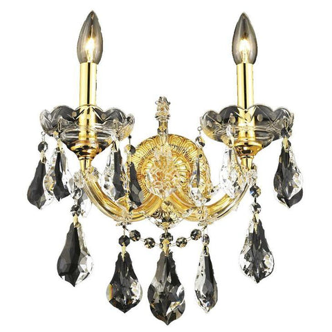 Elegant Lighting Maria Theresa 2 light Gold Wall Sconce Clear Swarovski Elements Crystal