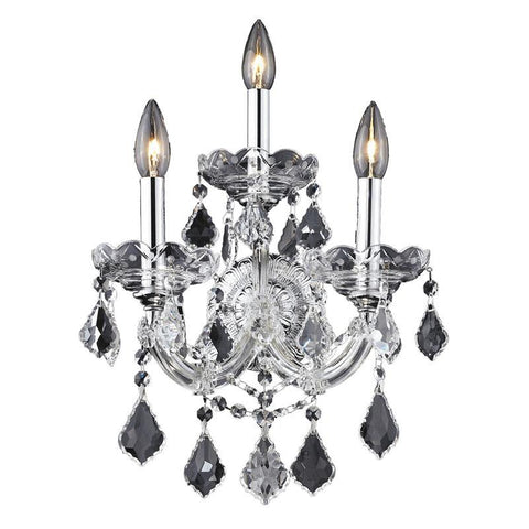 Elegant Lighting Maria Theresa 3 light Chrome Wall Sconce Clear Elegant Cut Crystal