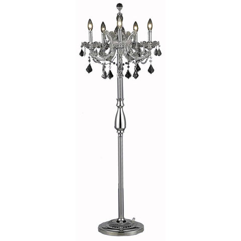 Elegant Lighting Maria Theresa 5 light Chrome Floor Lamp Clear Elegant Cut Crystal