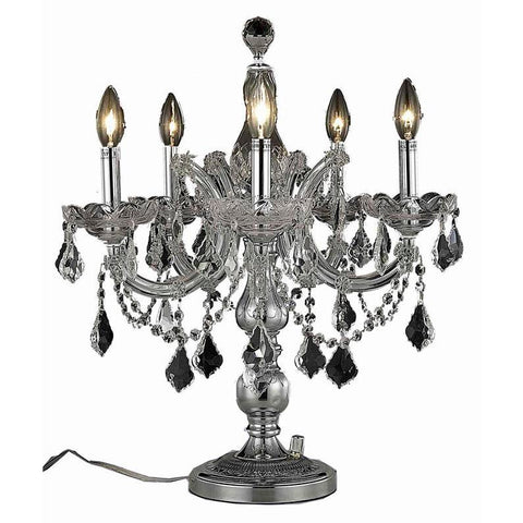 Elegant Lighting Maria Theresa 5 light Chrome Table Lamp Clear Elegant Cut Crystal