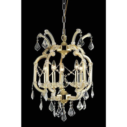Elegant Lighting Maria Theresa 5 light Gold Pendant Clear Royal Cut Crystal