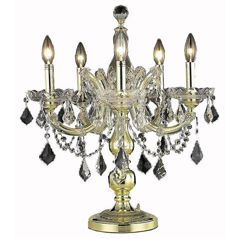 Elegant Lighting Maria Theresa 5 light Gold Table Lamp Clear Elegant Cut Crystal