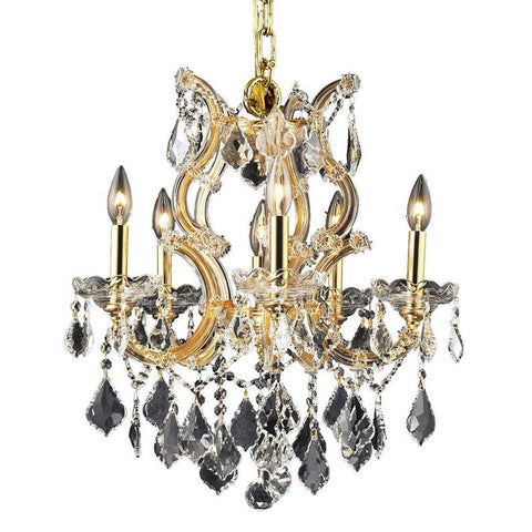 Elegant Lighting Maria Theresa 6 light Gold Pendant Clear Elegant Cut Crystal