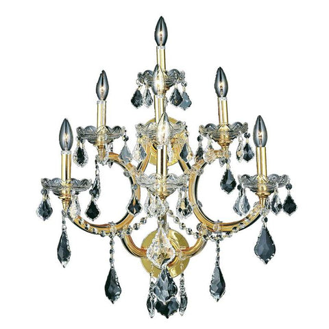 Elegant Lighting Maria Theresa 7 light Gold Wall Sconce Clear Elegant Cut Crystal