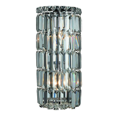 Elegant Lighting Maxime 2 light Chrome Wall Sconce Clear Swarovski Elements Crystal