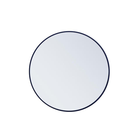 Elegant Lighting Metal frame round mirror 32 inch Blue