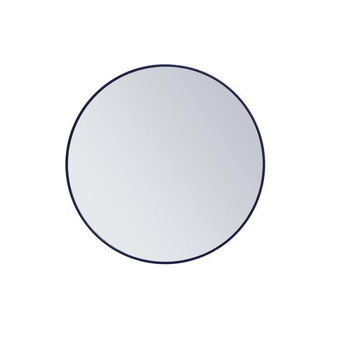 Elegant Lighting Metal frame round mirror 36 inch Blue