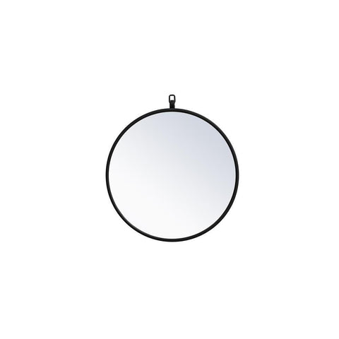 Elegant Lighting Metal frame round mirror with decorative hook 18 inch in Black