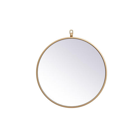Elegant Lighting Metal frame round mirror with decorative hook 18 inch in Brass