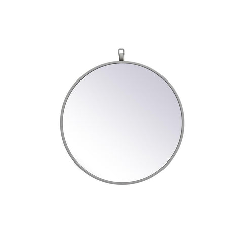 Elegant Lighting Metal frame round mirror with decorative hook 18 inch in Grey