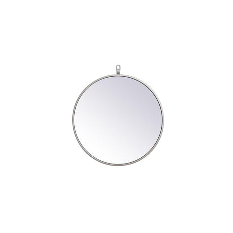 Elegant Lighting Metal frame round mirror with decorative hook 18 inch in Silver