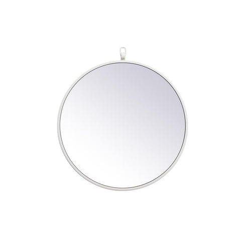 Elegant Lighting Metal frame round mirror with decorative hook 18 inch in White