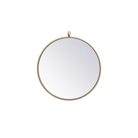 Elegant Lighting Metal frame round mirror with decorative hook 21 inch in Brass