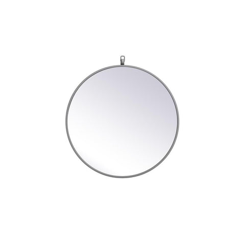 Elegant Lighting Metal frame round mirror with decorative hook 21 inch in Grey