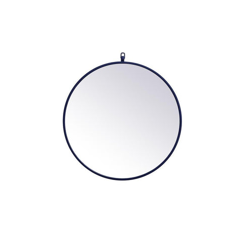 Elegant Lighting Metal frame round mirror with decorative hook 24 inch Blue
