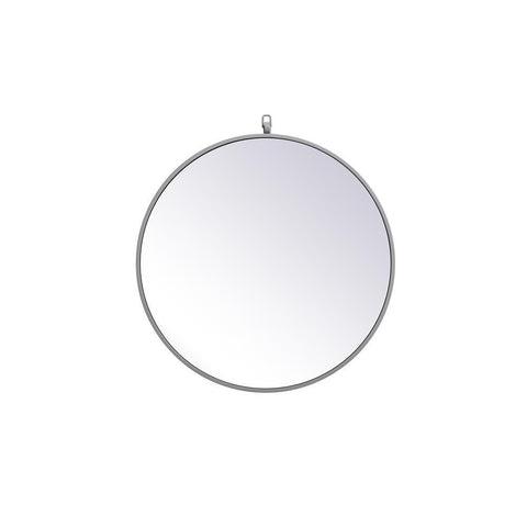 Elegant Lighting Metal frame round mirror with decorative hook 24 inch Grey
