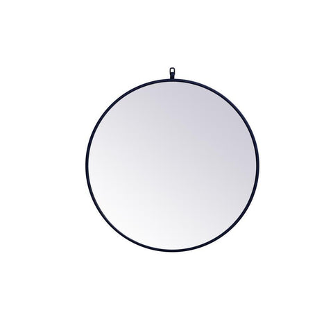 Elegant Lighting Metal frame round mirror with decorative hook 28 inch Blue