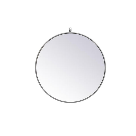 Elegant Lighting Metal frame round mirror with decorative hook 28 inch Grey