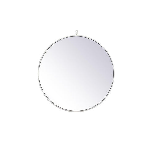 Elegant Lighting Metal frame round mirror with decorative hook 28 inch in White