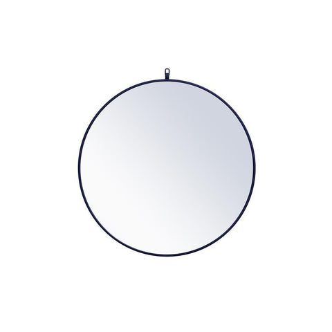 Elegant Lighting Metal frame round mirror with decorative hook 32 inch Blue