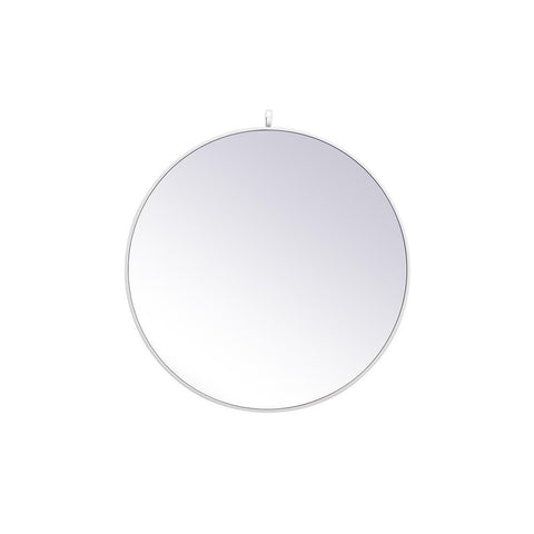 Elegant Lighting Metal frame round mirror with decorative hook 32 inch in White