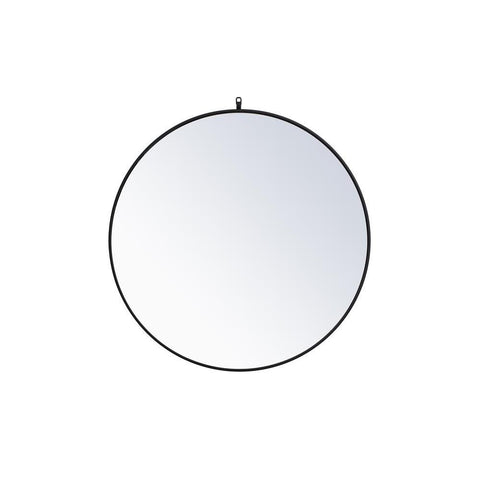 Elegant Lighting Metal frame round mirror with decorative hook 39 inch in Black