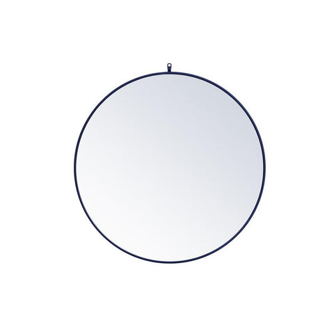 Elegant Lighting Metal frame round mirror with decorative hook 39 inch in Blue