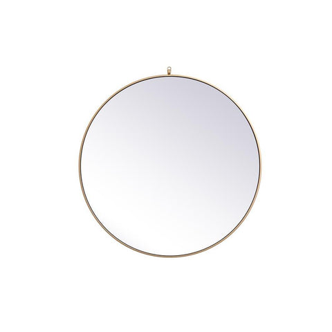 Elegant Lighting Metal frame round mirror with decorative hook 39 inch in Brass