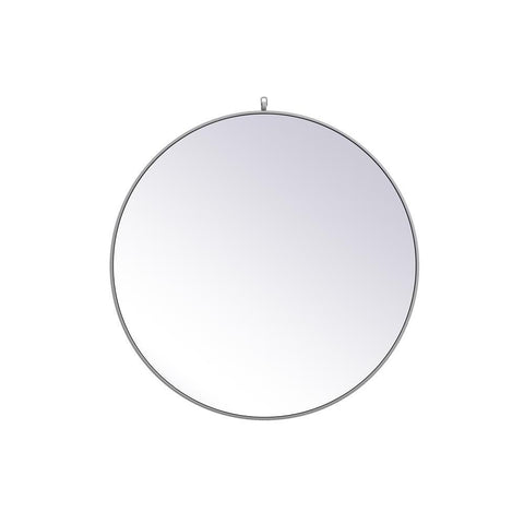 Elegant Lighting Metal frame round mirror with decorative hook 39 inch in Grey