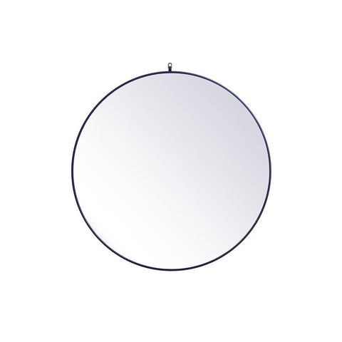 Elegant Lighting Metal frame round mirror with decorative hook 45 inch in Blue