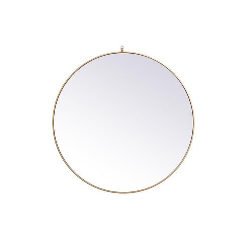Elegant Lighting Metal frame round mirror with decorative hook 45 inch in Brass