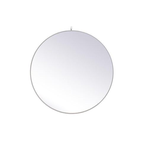 Elegant Lighting Metal frame round mirror with decorative hook 45 inch in Silver