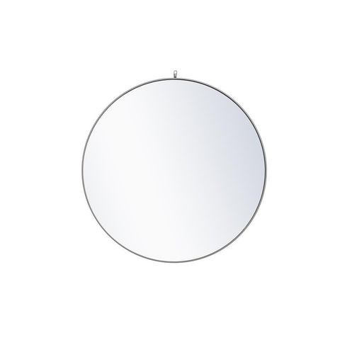 Elegant Lighting Metal frame round mirror with decorative hook 48 inch Grey