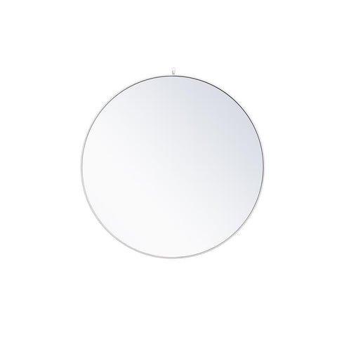 Elegant Lighting Metal frame round mirror with decorative hook 48 inch in White