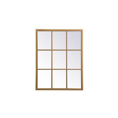 Elegant Lighting Metal windowpane mirror 28 inch in in x 36 inch in in Brass