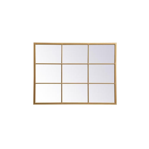 Elegant Lighting Metal windowpane mirror 36 inch in in x 48 inch in in Brass