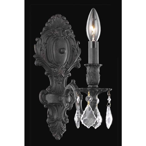 Elegant Lighting Monarch 1 light Dark Bronze Wall Sconce Clear Royal Cut Crystal